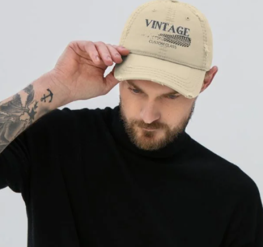 "Vintage Custom Class Tire Tread"  Distressed Dad Hat 