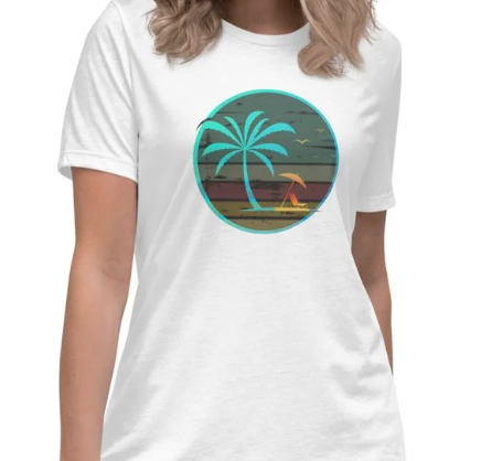 "Retro Beach" Graphic Tee | Palm Tree Women's Relaxed T-Shirt
