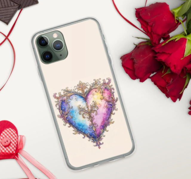 "Watercolor Ornate Heart, Victorian Aesthetic" -Clear Case for iPhone®