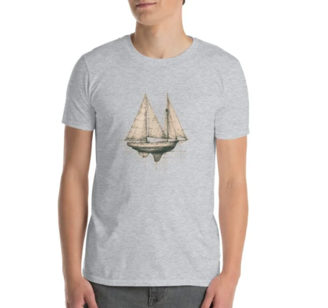 "Vintage Nautical Sailboat Concept Sketch" Graphic Tee