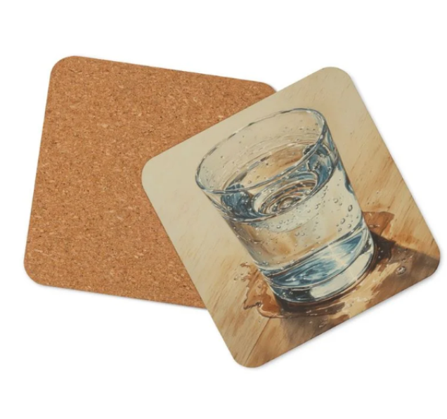"Water Glass" -- Cork-Back Coasters